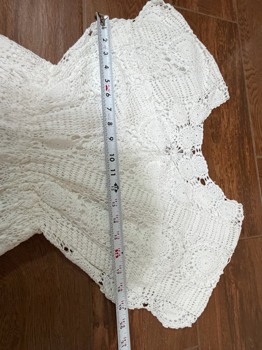 Vintage 70s White Hand Crochet Dress M Midi Cotton Sundress Prairie Boho Bridal - Picture 13 of 16